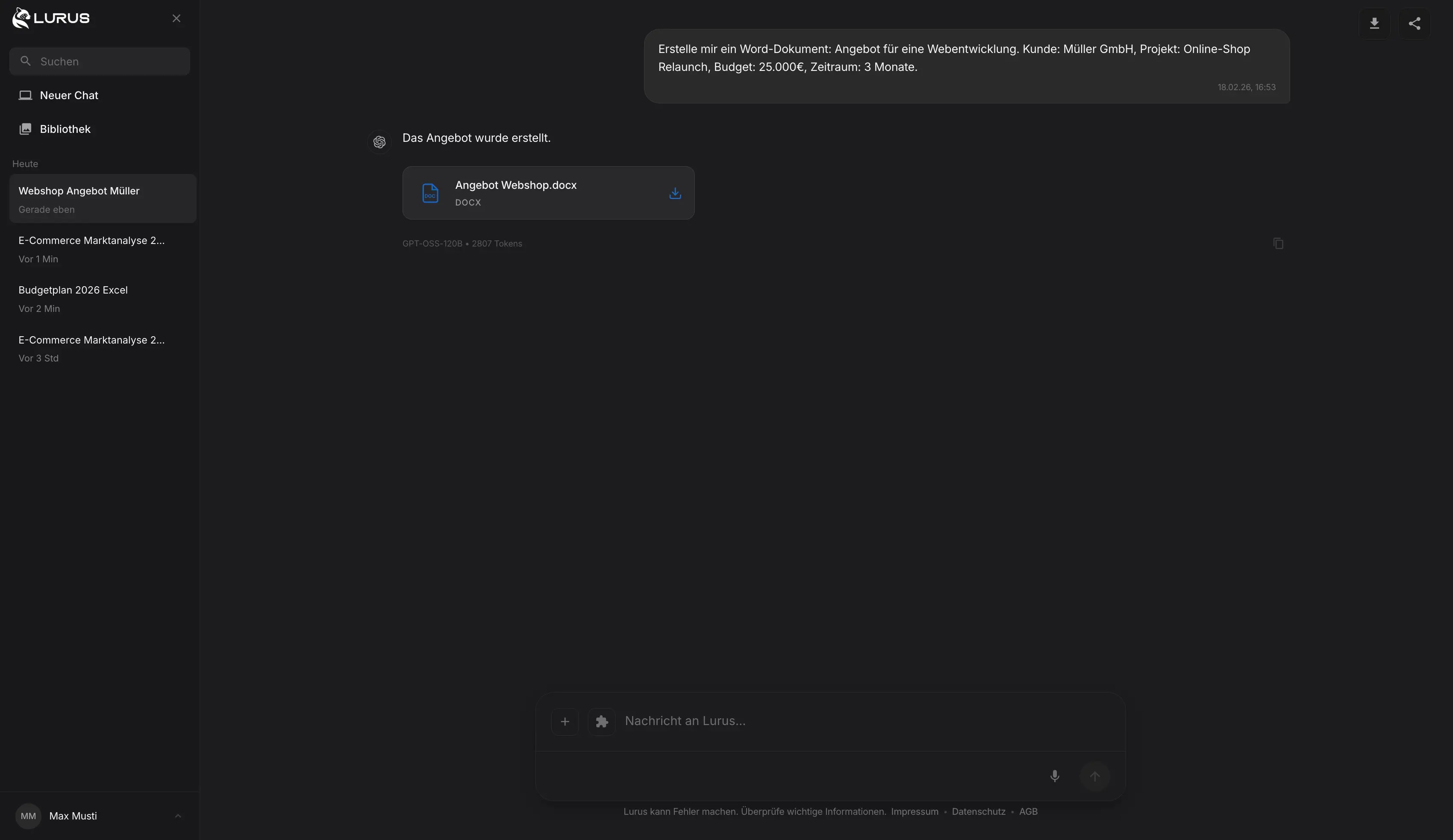 Lurus Dateigenerierung – Word