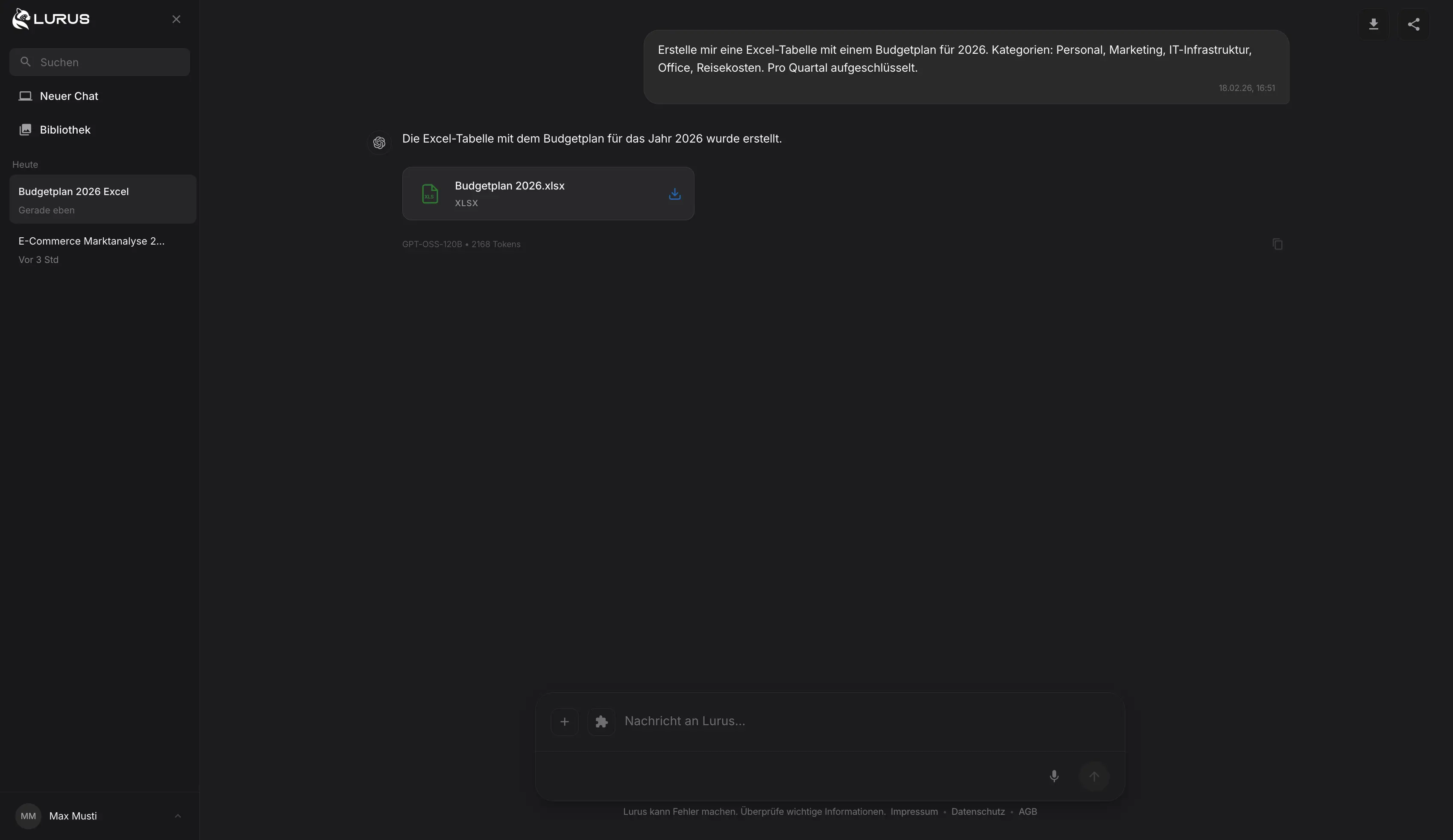 Lurus Dateigenerierung – Excel