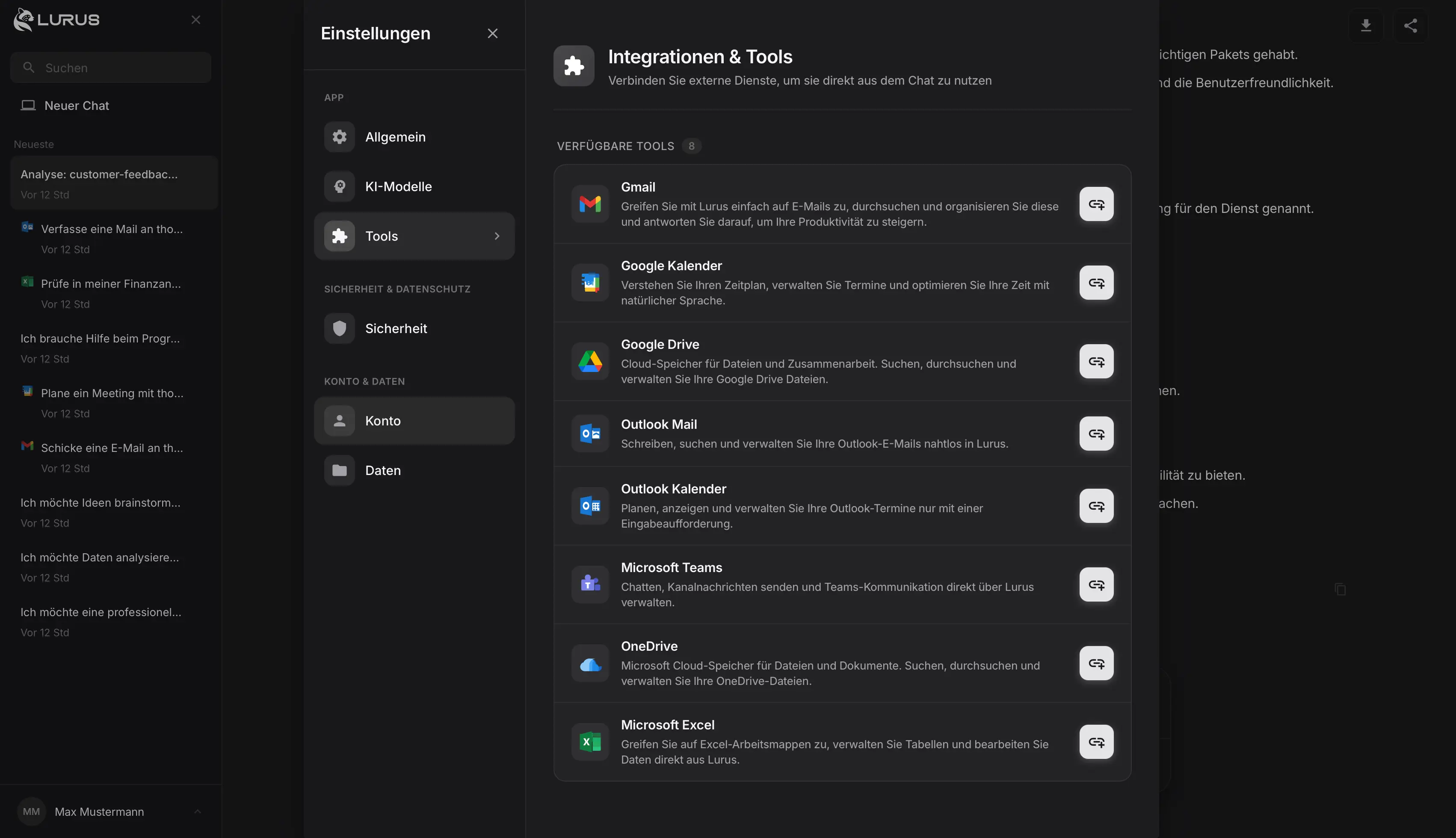 Lurus – Nahtlose Integration in Ihren Workflow – Screenshot